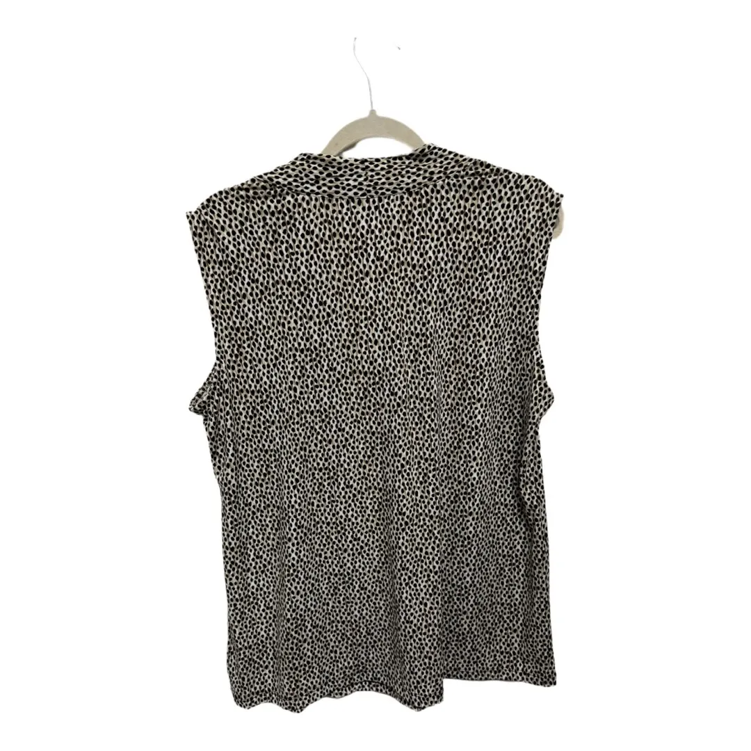 Dana Buchman Animal Print Sleeveless Blouse Size XL Brown Business Casual - Image 4