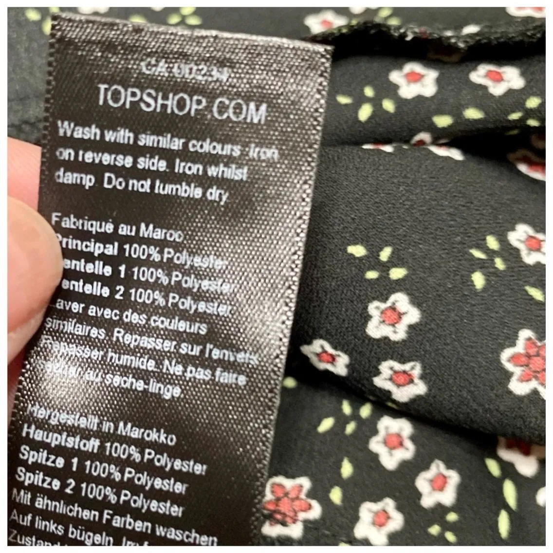 Topshop Mini Dress Womens 8 Black Floral Long Sleeve Ruffle Collar - Image 14