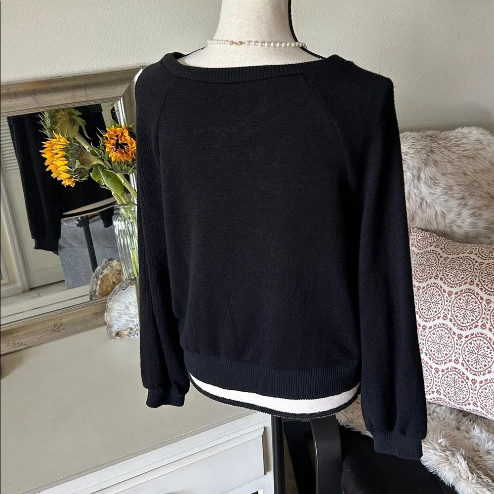 Abercrombie Vtg black cotton blend light sweater long sleeve top oversized S​ - Image 6