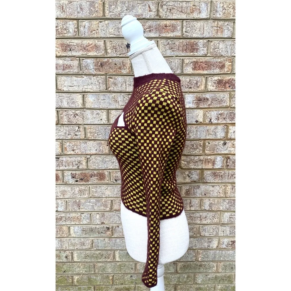 NWOT Zara Front Cut-out Checker Print Sweater - Image 6
