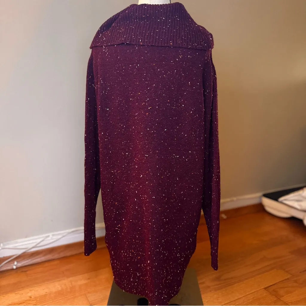 St. John’s Bay Women's Knit Cowl Neck Sweater Speckled Cabin Burgundy L NWT - Image 2