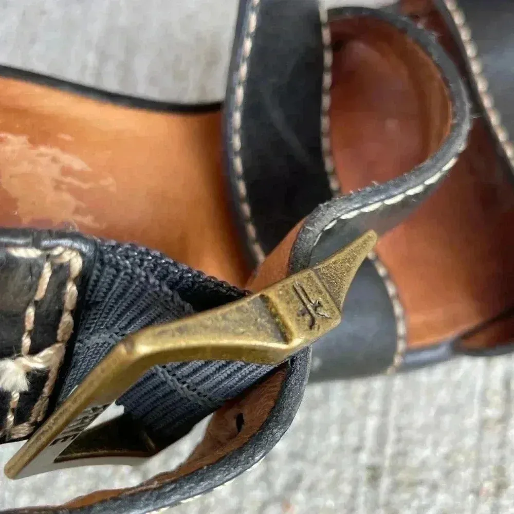 Frye Amy criss cross black leather heels size 8 Block Strappy - Image 3