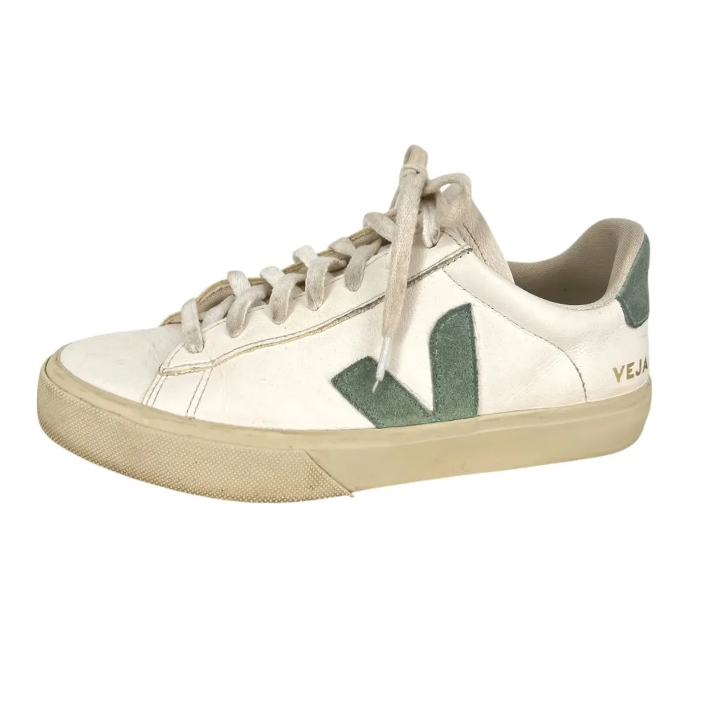 Veja Campo Sneakers Lace-up White Green Leather Suede EU 39 Size US 8 - Image 2