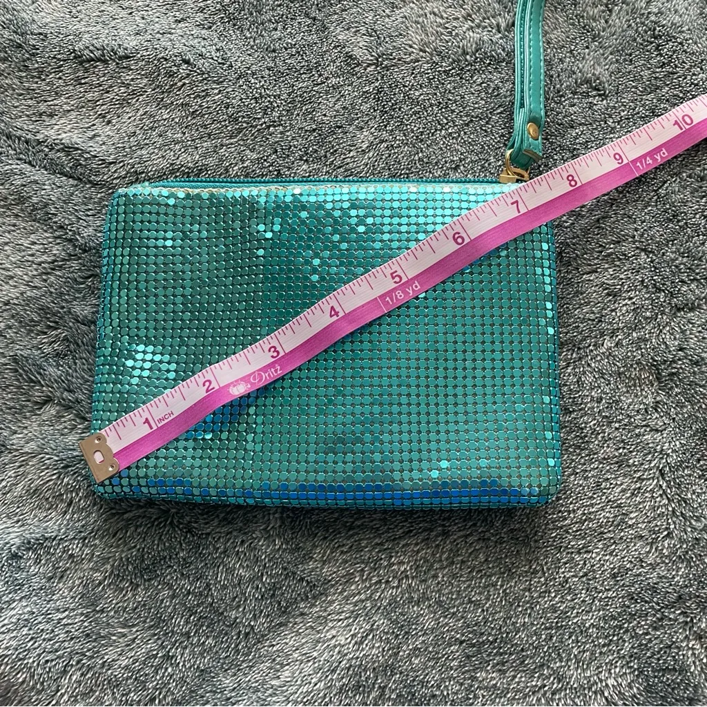 Sequin Wristlet Clutch‎ in Teal Blue - Image 9