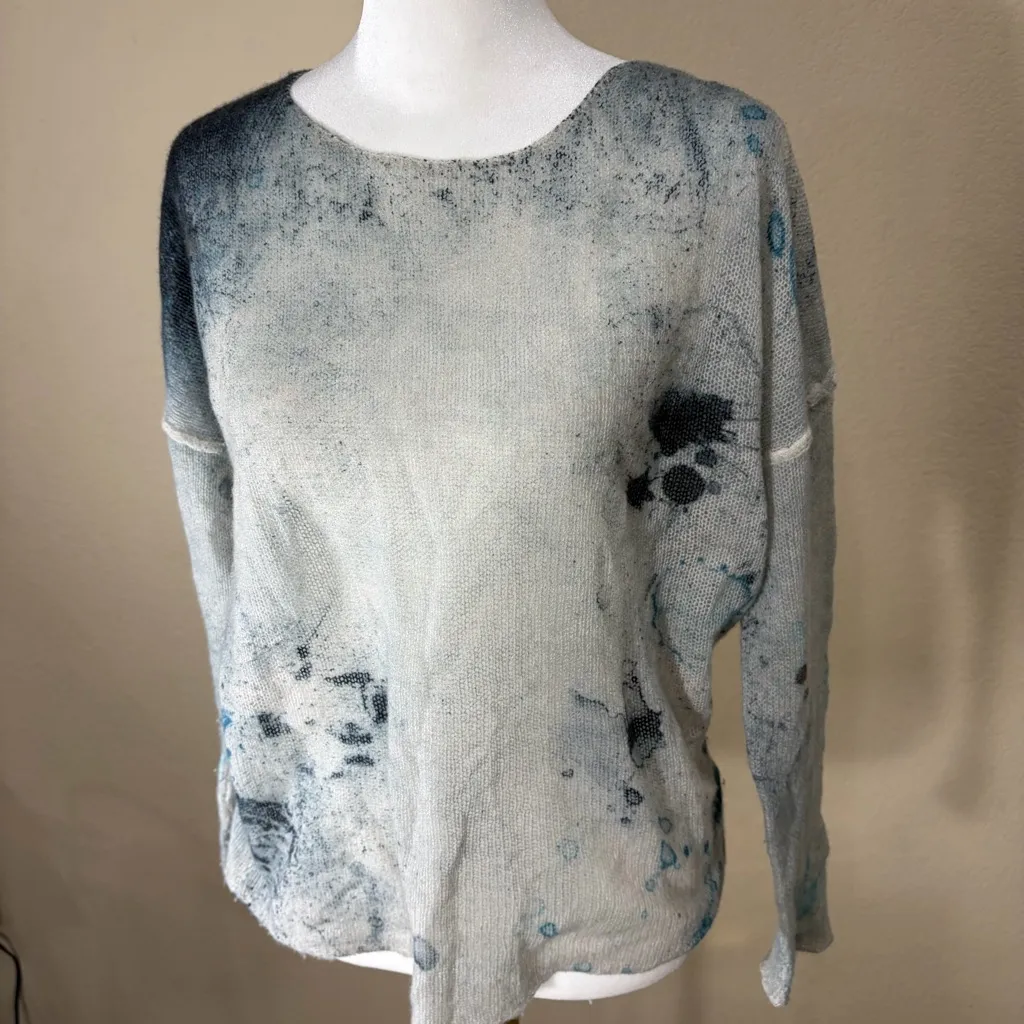 Skull Cashmere Sweater Womens 100% Cashmere Sz XS Quiet Luxury Grunge - Image 3