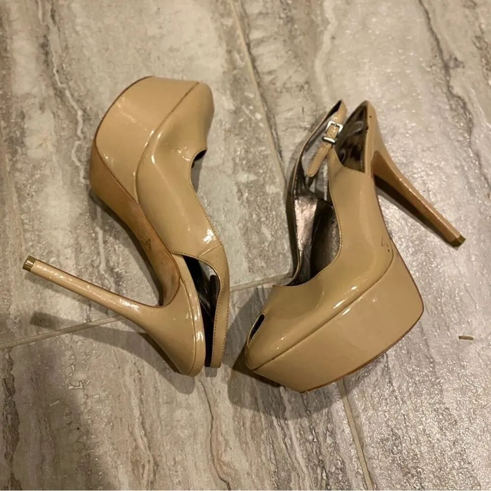 Sam Edelman Women's Beige Peep-Toe Slingback Heels - Image 3