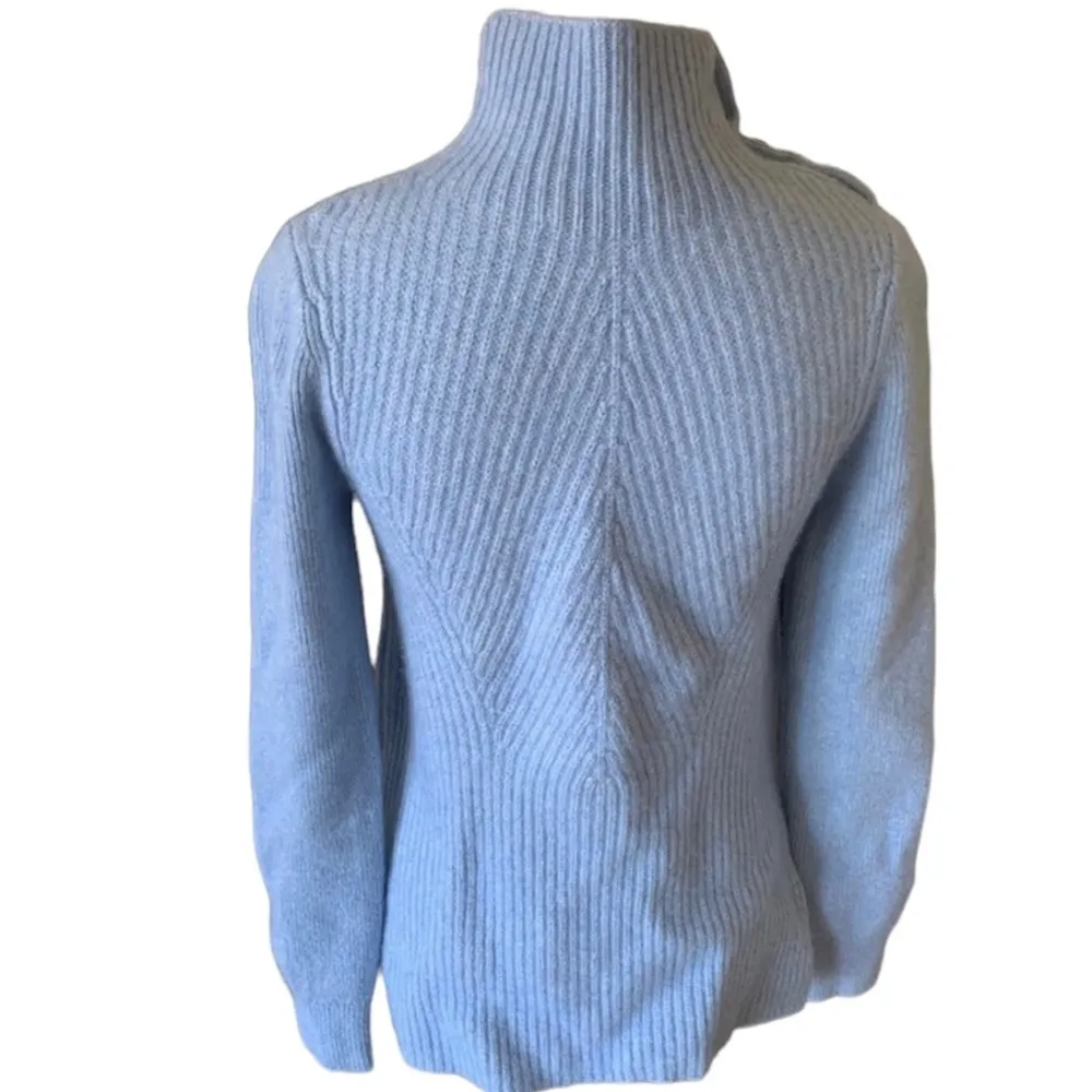 cashmere blend, button mock neck, ribbed knit sweater Size Small - Image 13