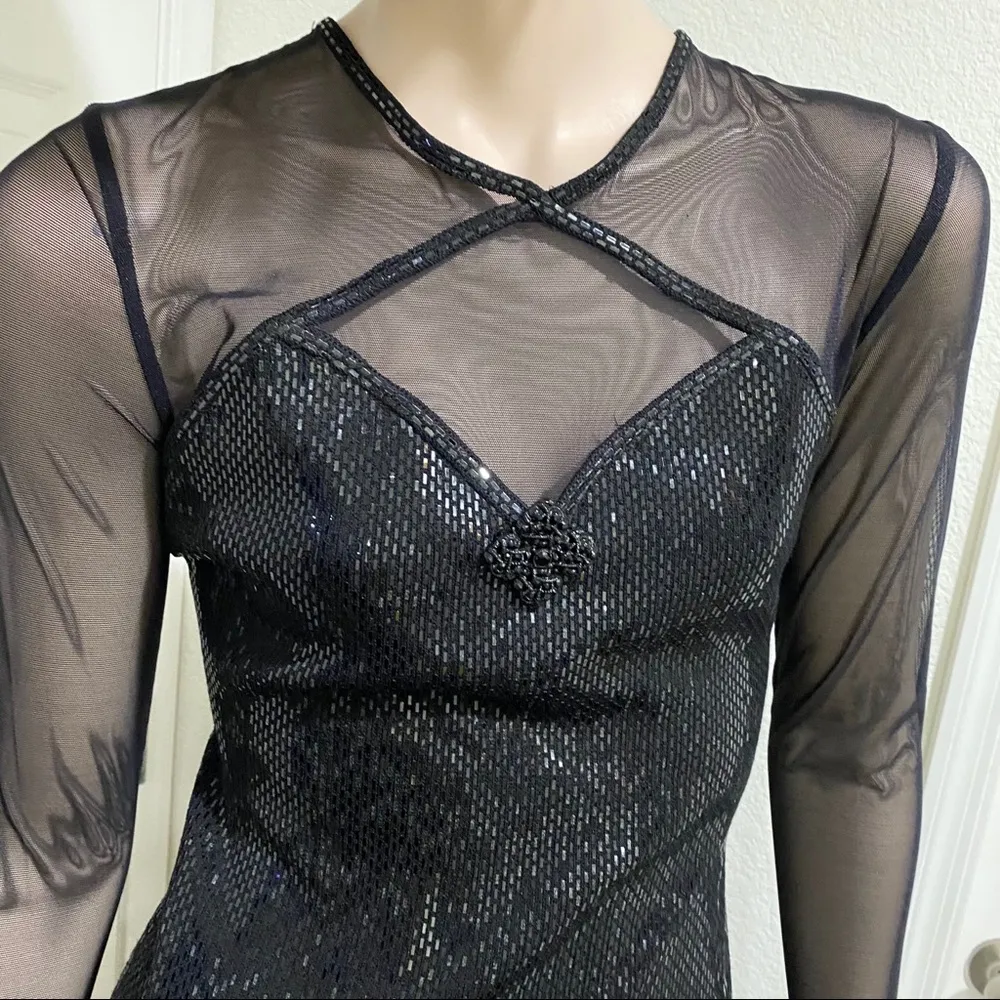 Vintage ST.  JOHN Couture Black Knit Formal Long Evening Dress Size 2 - Image 5