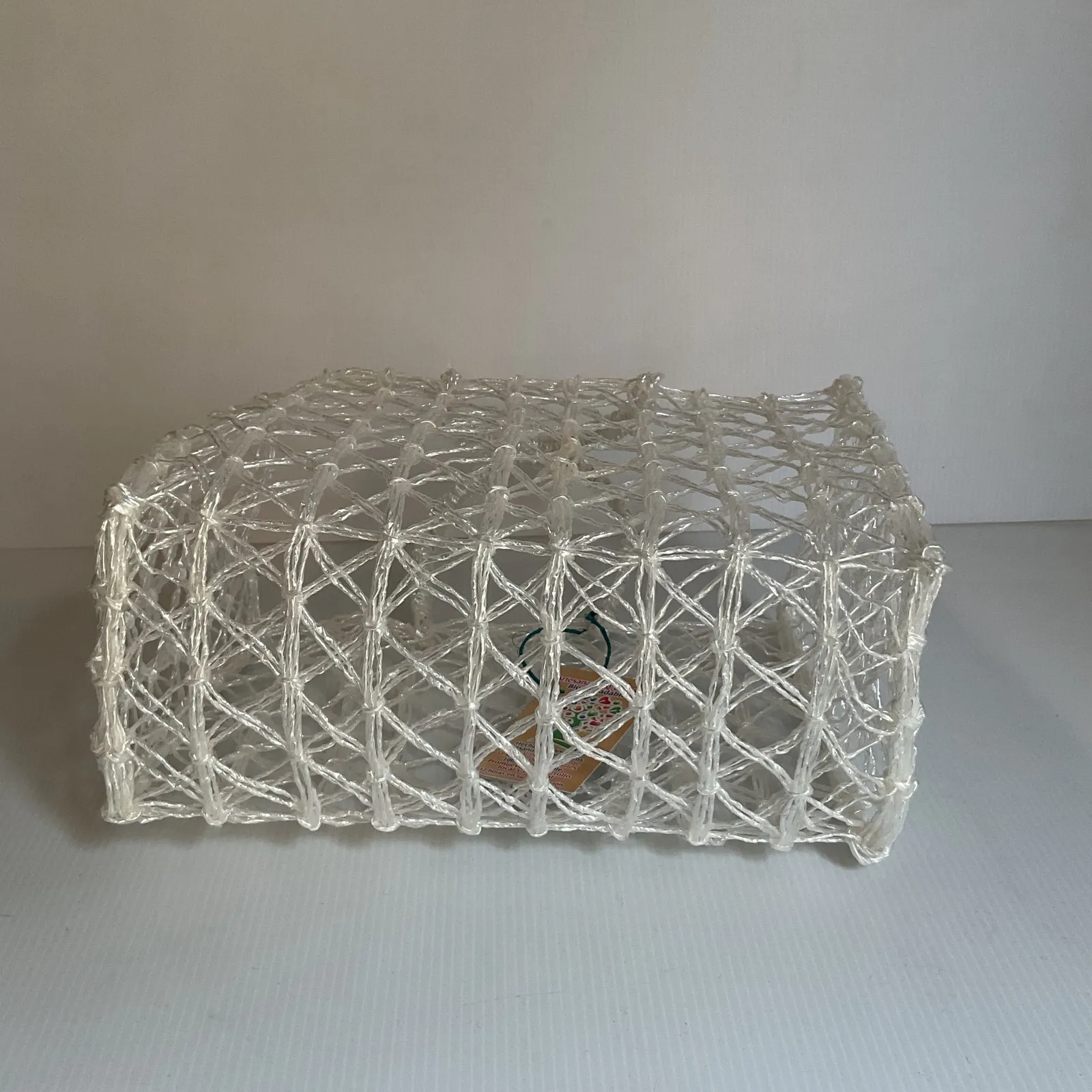 Mexican Clear Woven Tote Bag Biodegradable Plastic Artisan Market Handbag White - Image 4