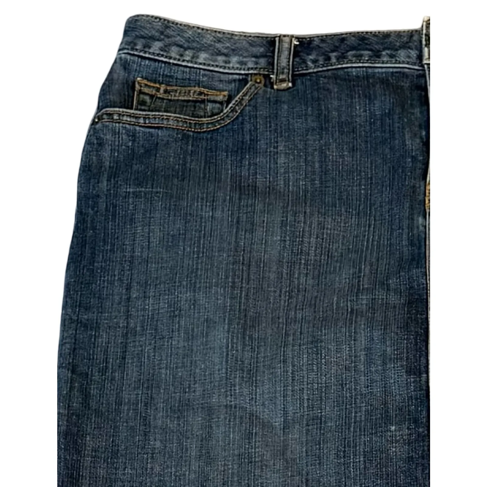 LANDS END Womens Denim Skirt Size 16 Blue Short Jean Skirt Pockets Zip Close - Image 5