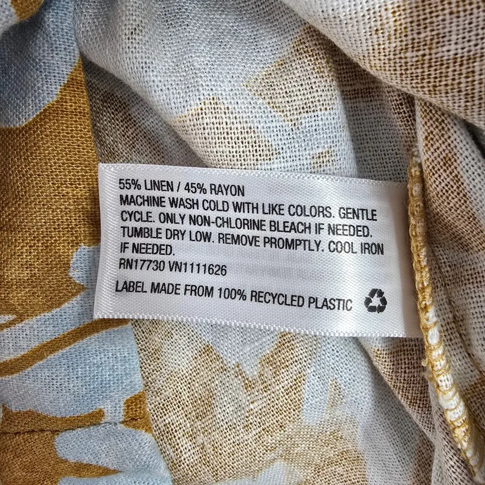 Ava & Viv Yellow White Linen Pull Up Shorts Plus 2X - Image 6