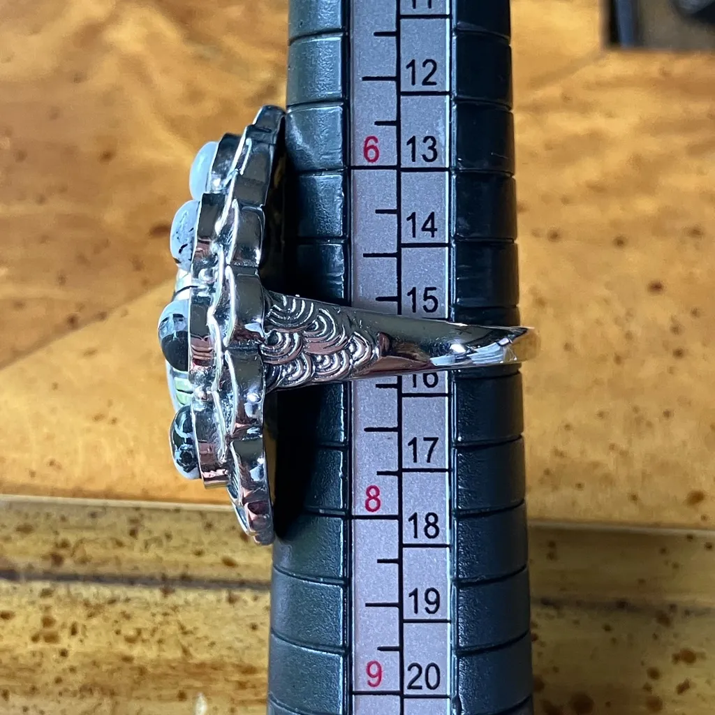 Natural White Buffalo Artistic Cocktail Ring Size 7 Black - Image 8