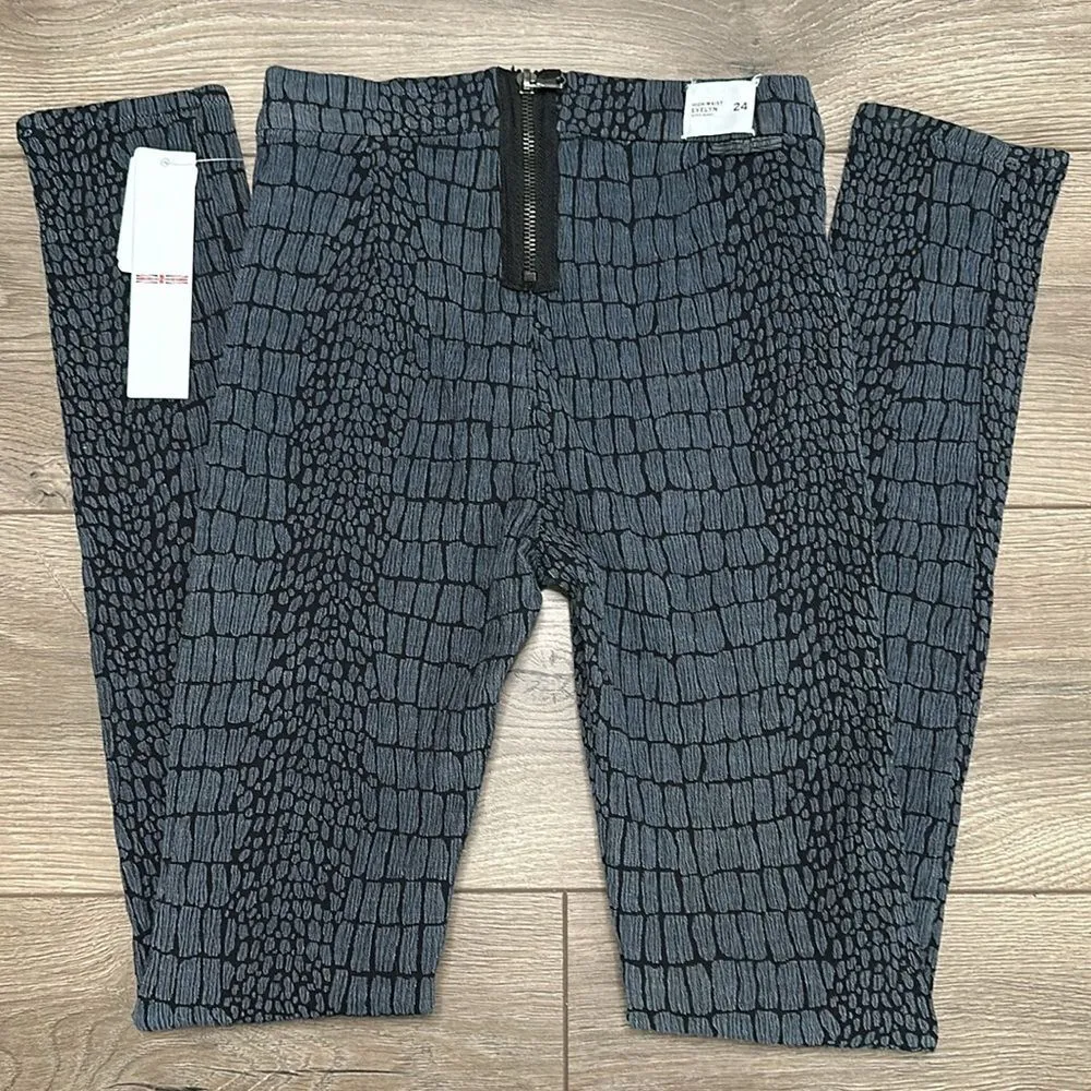 Hudson Evelyn High Waist Skinny Pants Snake‎ Charmer Gray Black Size 24 - Image 6