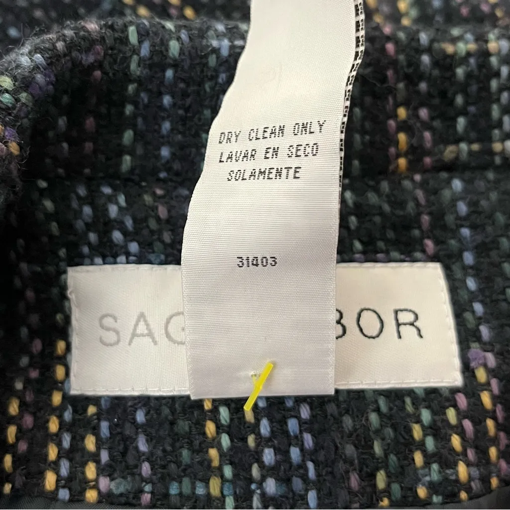 Vtg 90s Y2K Sag Harbor Textured Boucle Blazer Jacket Weave Black Combo 16 - Image 4