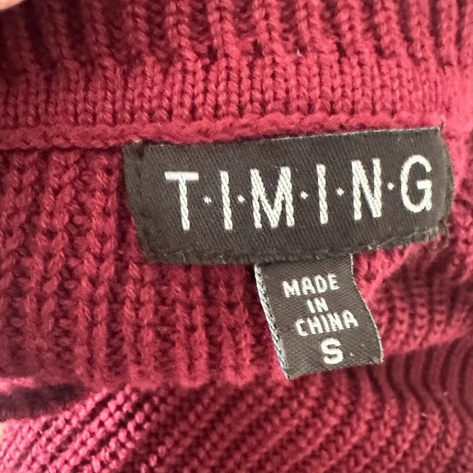 TIMING Sweater Womens Small Preppy Cold Shoulder Long Sleeve Pullover Knit Berry - Image 5