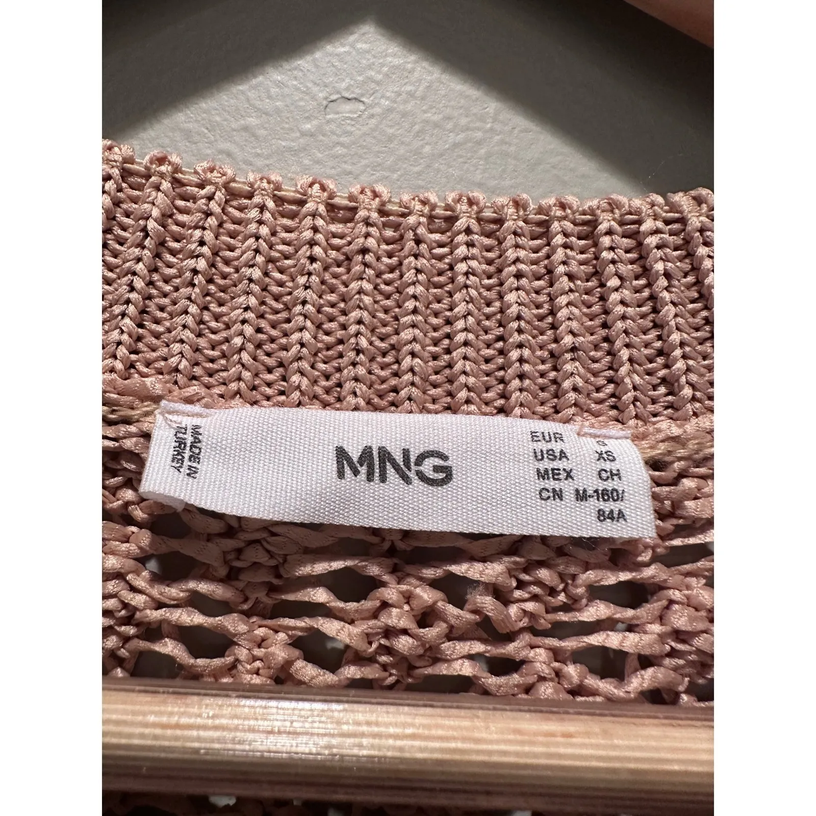 Mango Openwork Brown Short Sleeve Sheer Sweater Size XS - Image 4