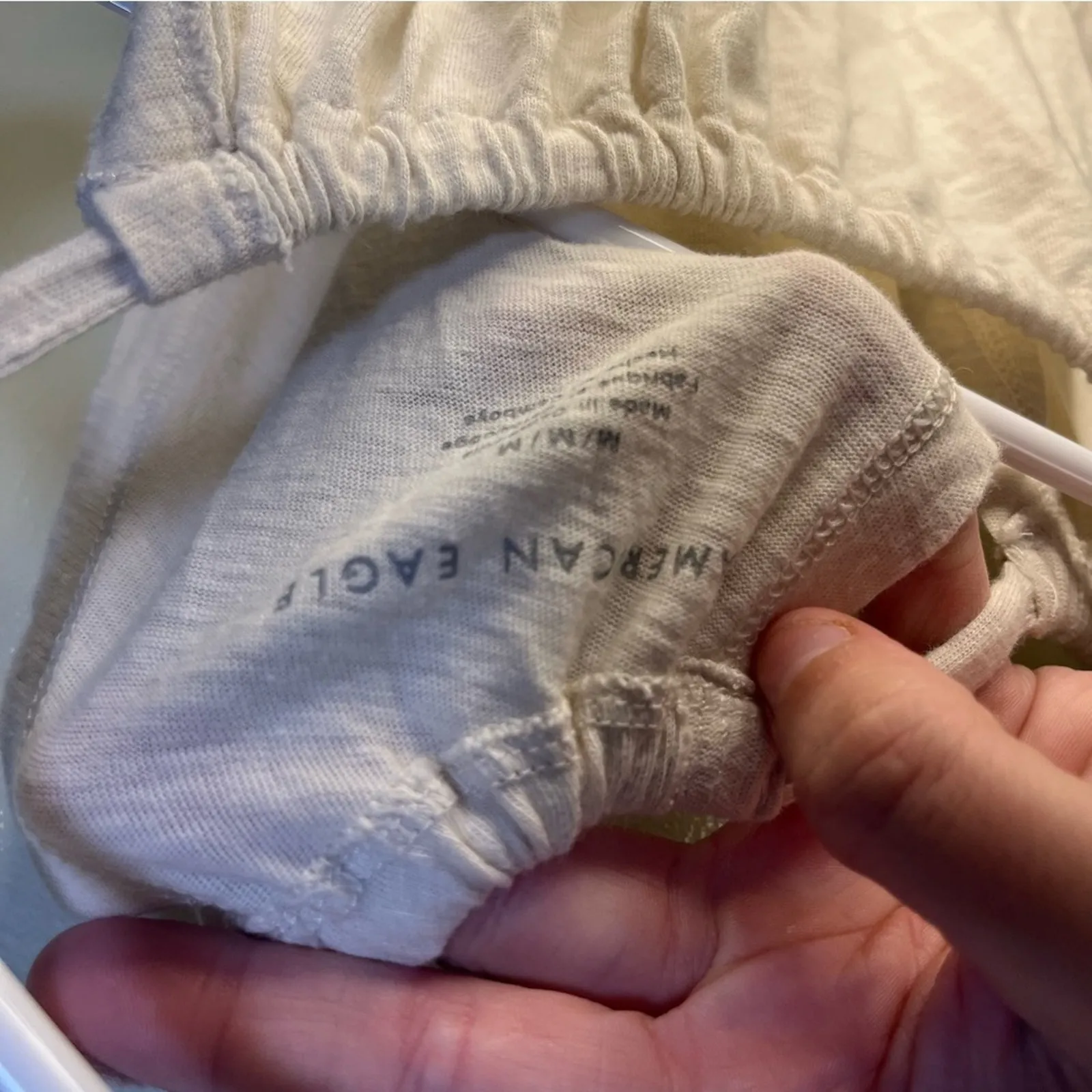 NWT American Eagle Cream Cotton Babydoll Halter Tank Top Medium Y2K Boho Airy - Image 3