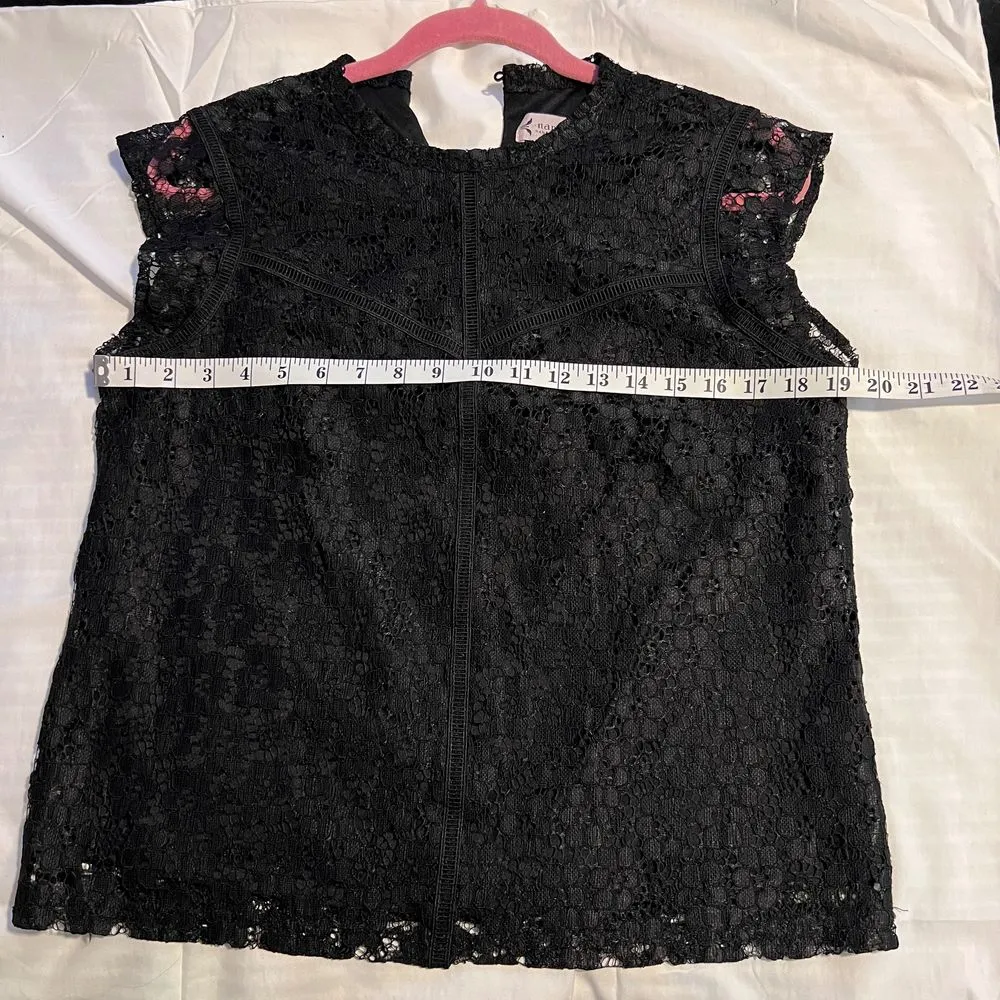 Nanette Lepore Black Lace Sleeveless Top Victorian‎ Style High Neck Blouse-SZ M - Image 4
