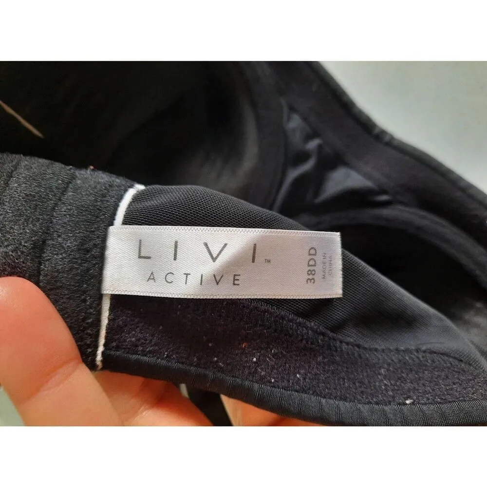 Livi Active by Lane Bryant Size 38DD Black Adjustable High Impact Sports Bra - Image 3