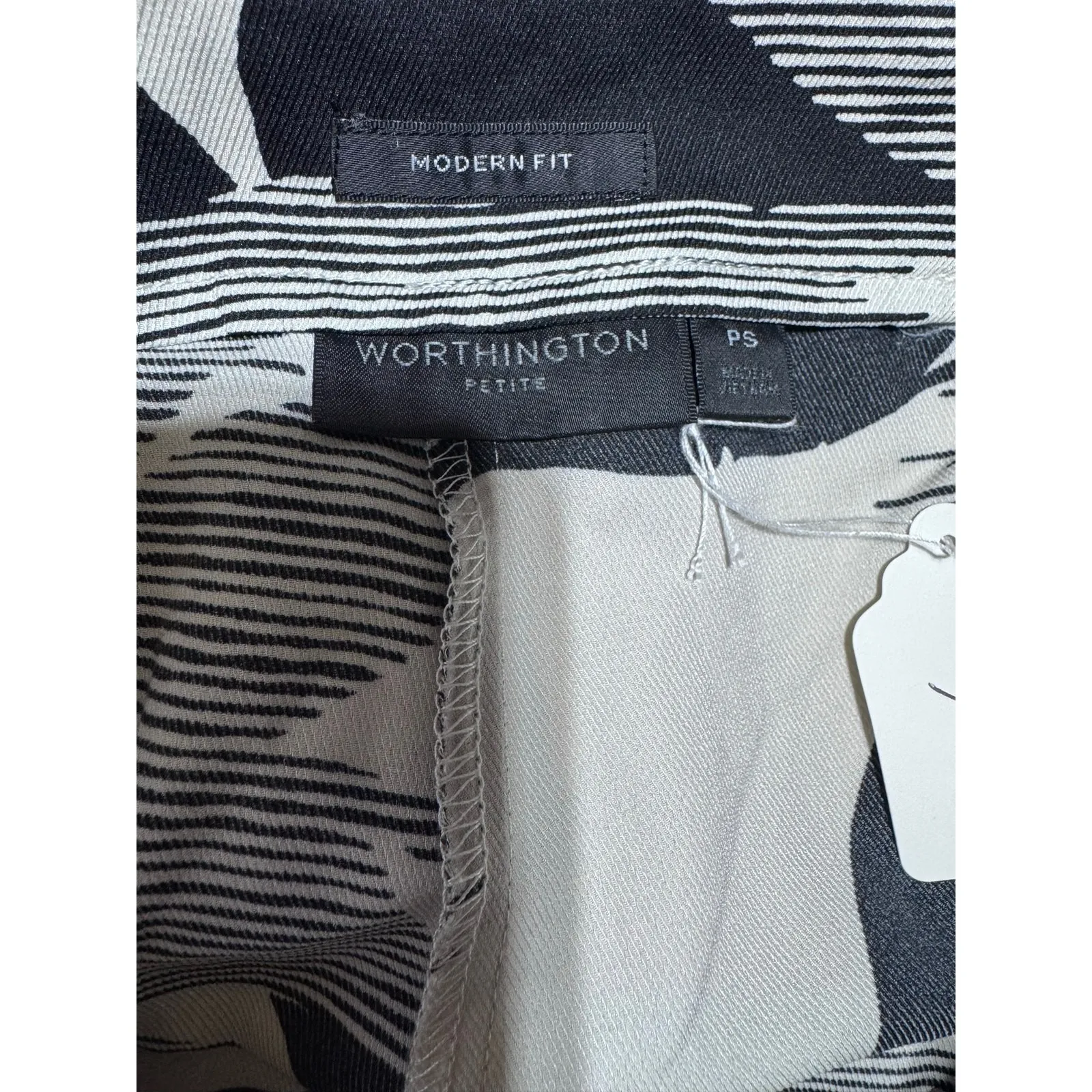 Worthington‎ Modern Fit Black White Tropical Floral Print Wide Leg Pants Size PS - Image 5