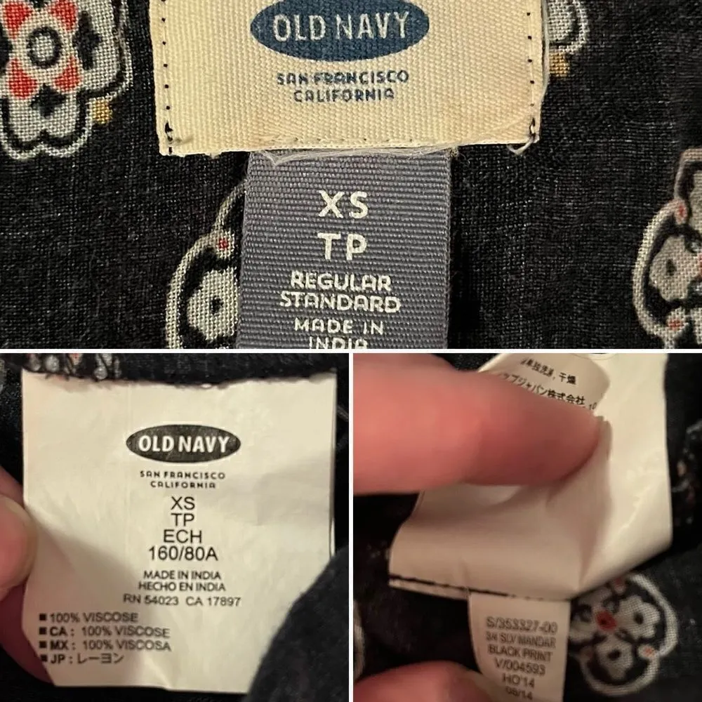 Old Navy Casual Floral Medallion Print MicroPleat front Tshirt Dress Navy XS - Image 10