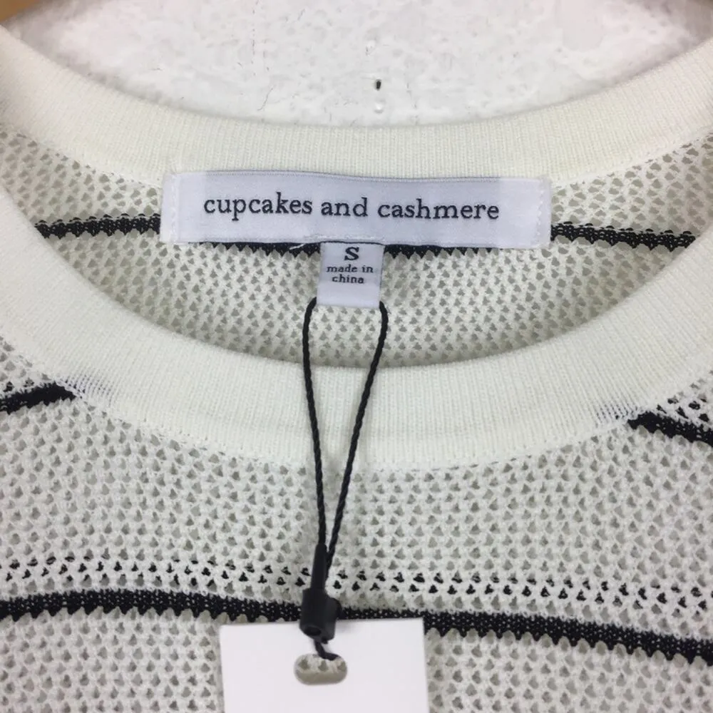 NWT Cupcakes And Cashmere Liana Striped 3/4-Sleeve Open-Knit Sweater Small - Image 5