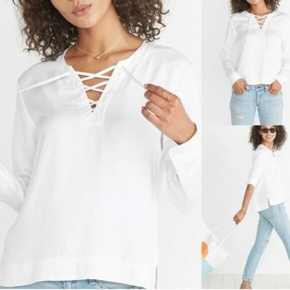 MARINE LAYER Vanilla Ice Modal Lace-Up Top Large - Image 2