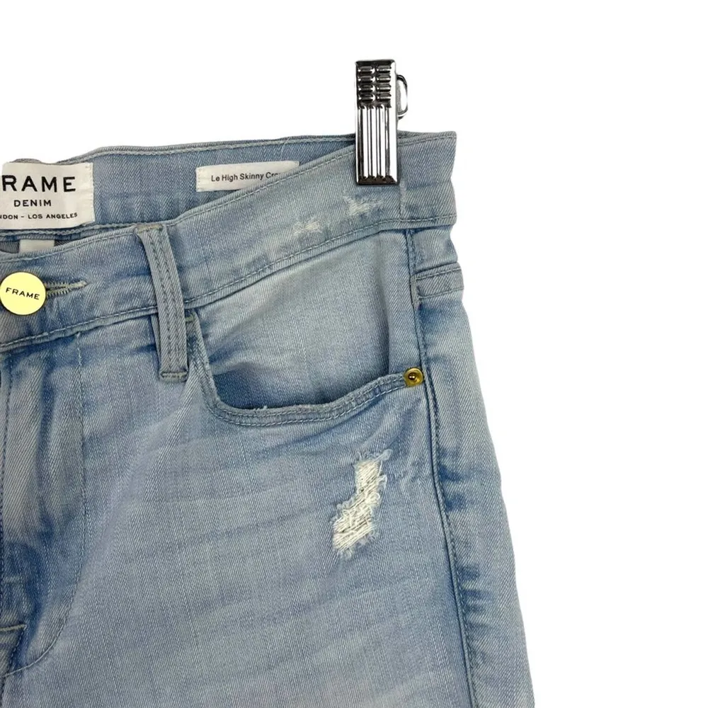 FRAME Le High Skinny Crop Stretch Light Wash Denim Jeans in Hepburn Road SZ 28 - Image 3