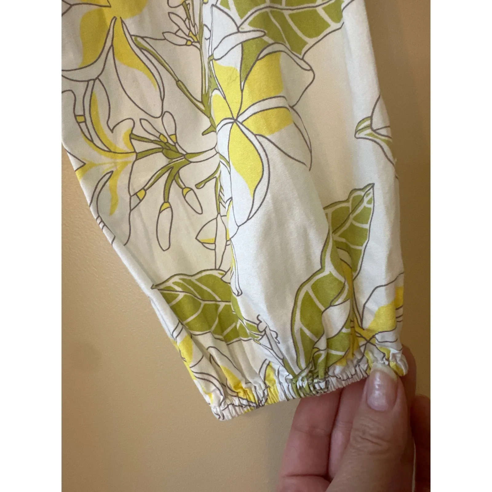 Coco Shop Yellow Tropical Floral Cotton Maxi Dress Small - Image 4