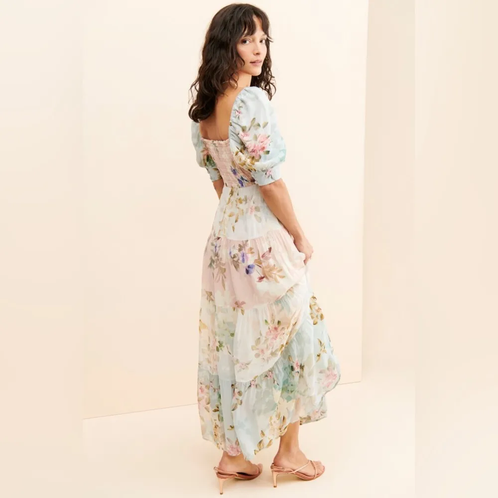 Yumi Kim Zofia Maxi Dress size XL nuuly floral cap sleeve square neck tiered - Image 5