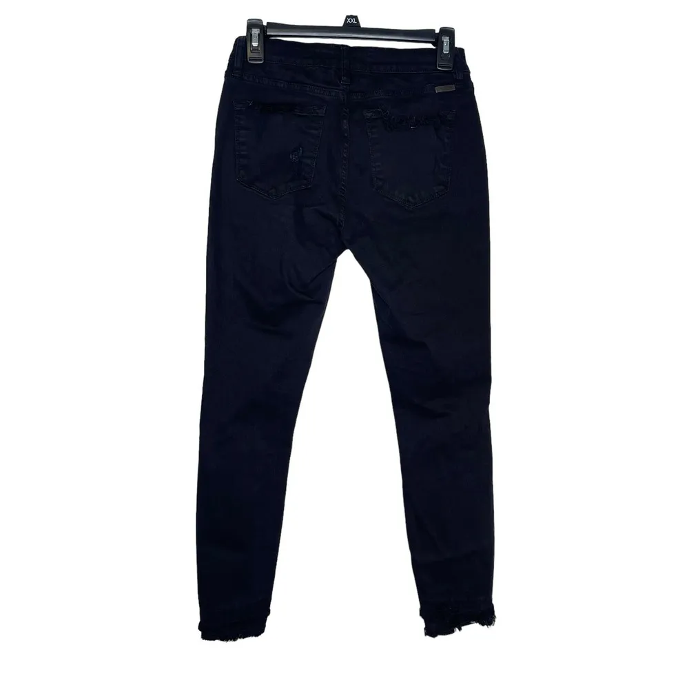 Kancan Women's JeansKC6204BK Gemma Mid Rise Distressed Fringe Hem Black Sz. 7/27 - Image 9