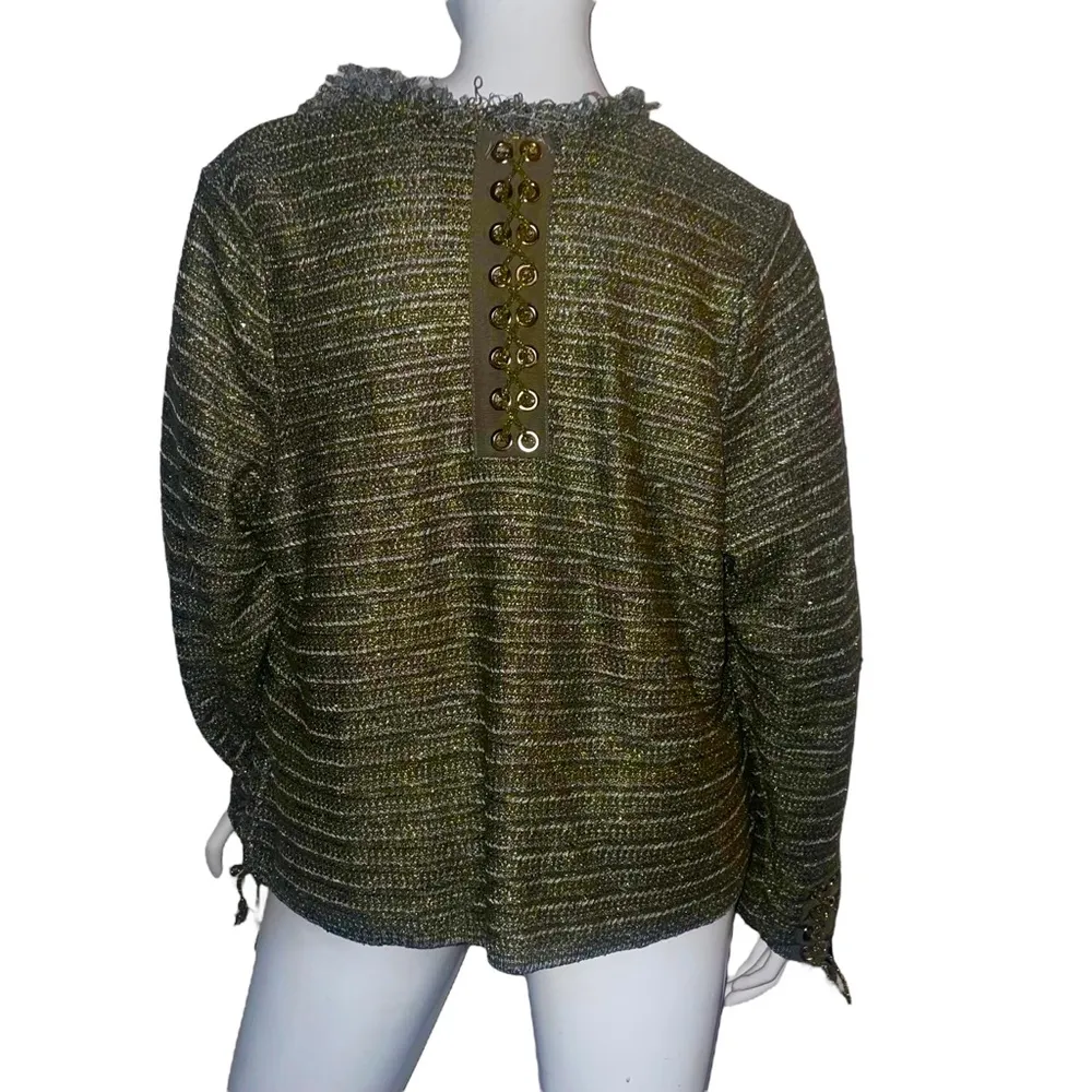 INC  lace up metallic boucle blazer - Image 7