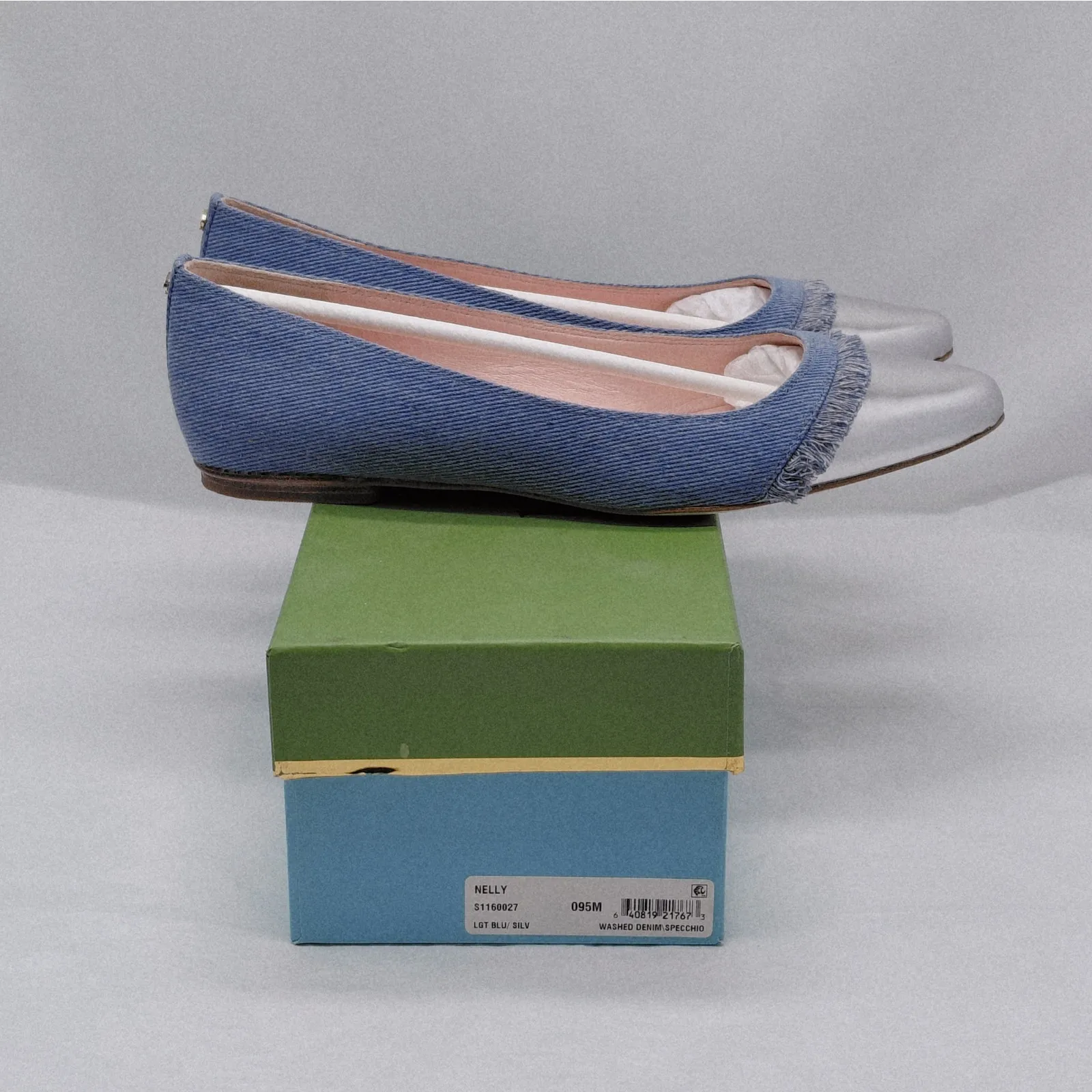 Kate Spade Womens Flats Size 9.5 Blue Denim Silver Metallic Quiet Luxury Shoes - Image 2
