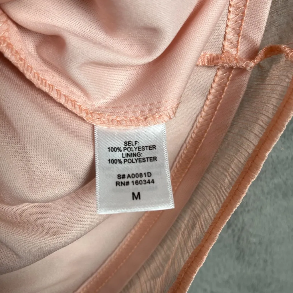 Beige Botany Peach Mini Dress Womens M Babydoll Sheer Lined Cottage Coquette EUC Pink Size M - Image 8