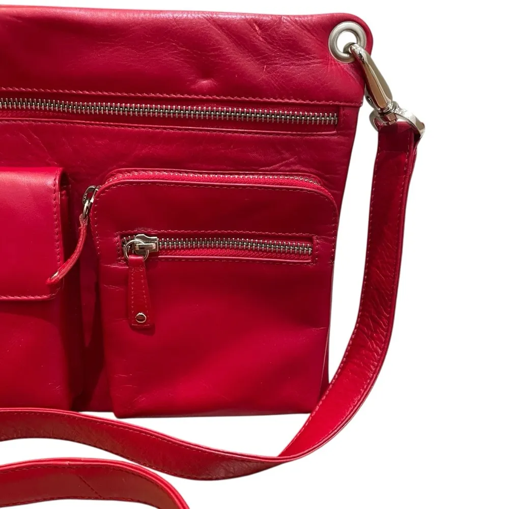 ILI New York 100% Leather Red Crossbody Bag Style 6081 NWT - Image 3