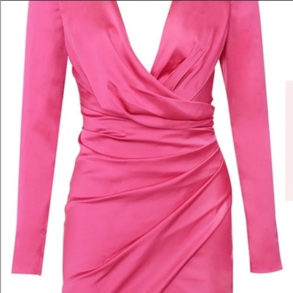 HOUSE OF CB 'NELINHA' HOT PINK TUX WRAP DRESS - Image 9