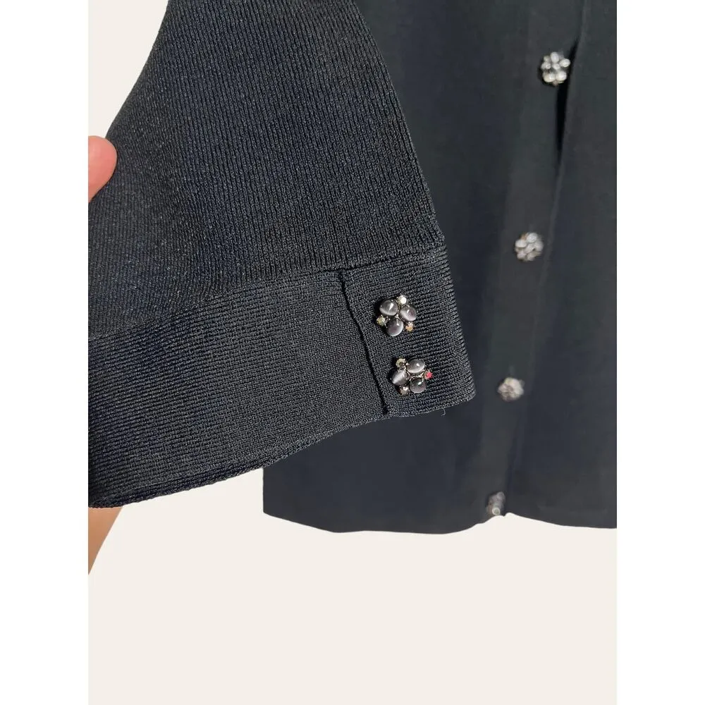 Classiques Entier  Black Knit Embellished Button Cardigan Sweater Size M - Image 2