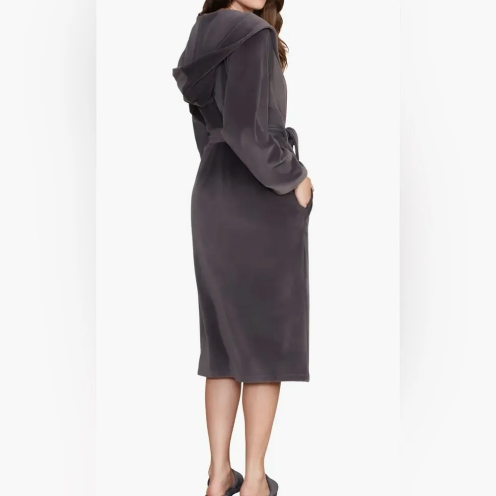 Barefoot Dreams Luxe Chic Hooded Velour Long Robe in Carbon BRAND NEW - Image 2