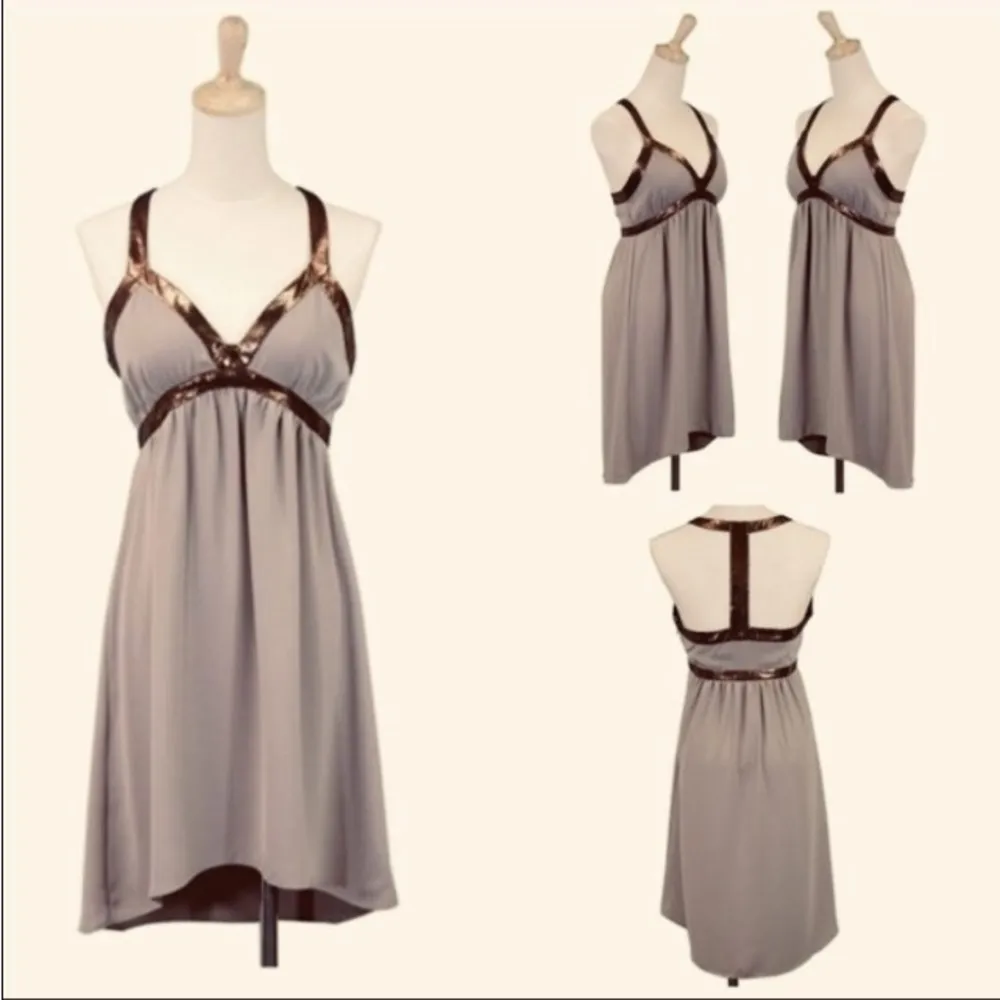 NWT Gentle Fawn Mink Kids hi low Mini dress size small metallic copper - Image 2