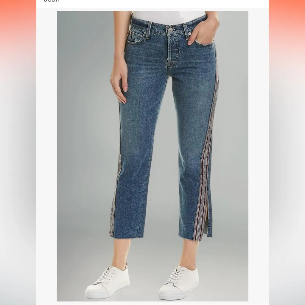 Hudson Relaxed Straight Straight Jeans Luxe Riley Crop Denim Women 25 Button Fly - Image 12