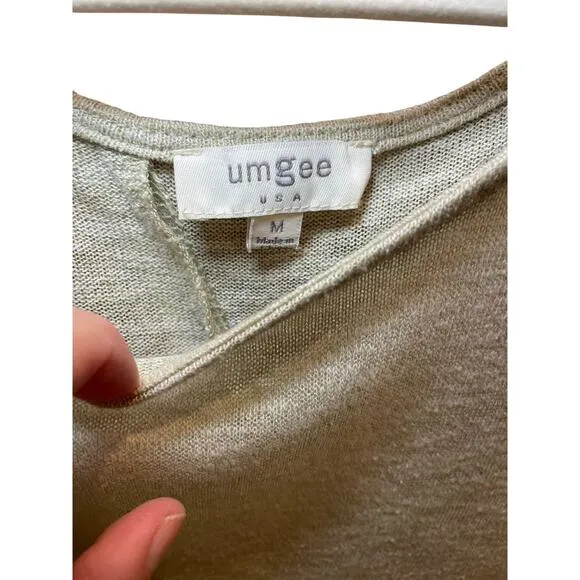 Umgee Women Medium Shirt Long Sleeve Heathered Cream White Lace‎ Hem & Back Boho - Image 2