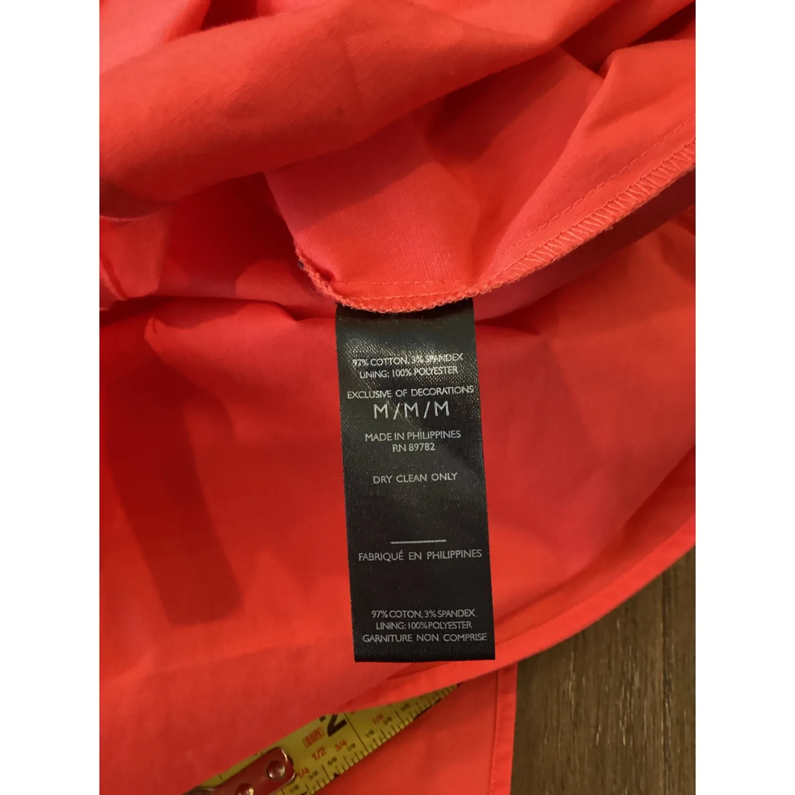 Natori embroidered Cotton Poplin knee length long sleeve Shirtdress orange M - Image 6