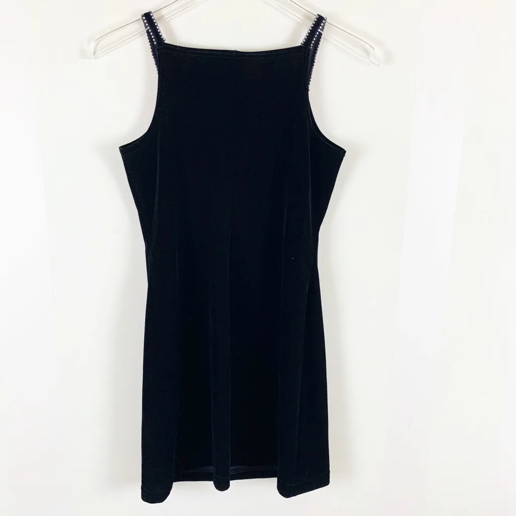 C.W. Designs Rhinestone Embellished Velvet Cocktail Dress Black Size M - Image 4