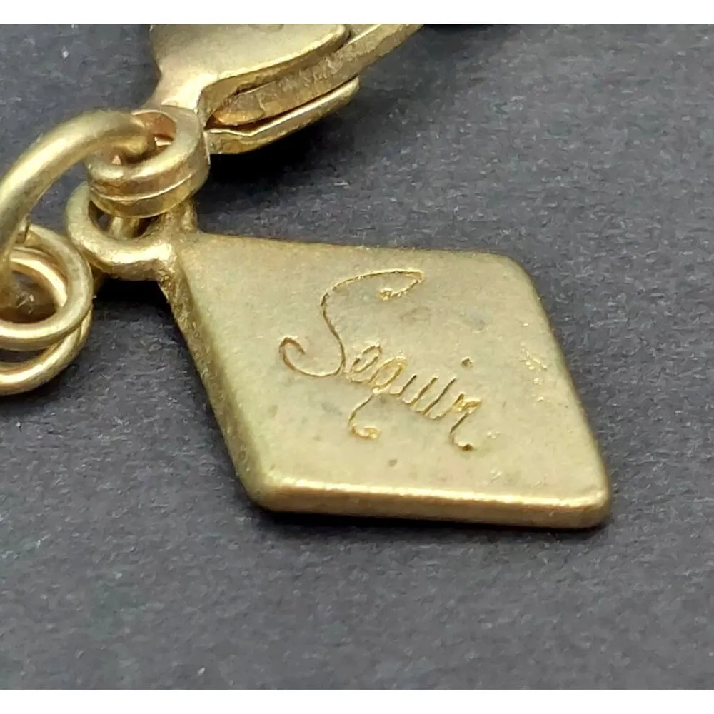 NWT Sequin Gold Tone & Blue Bead Collar Necklace Asymmetrical Paved Pendant 18" - Image 10