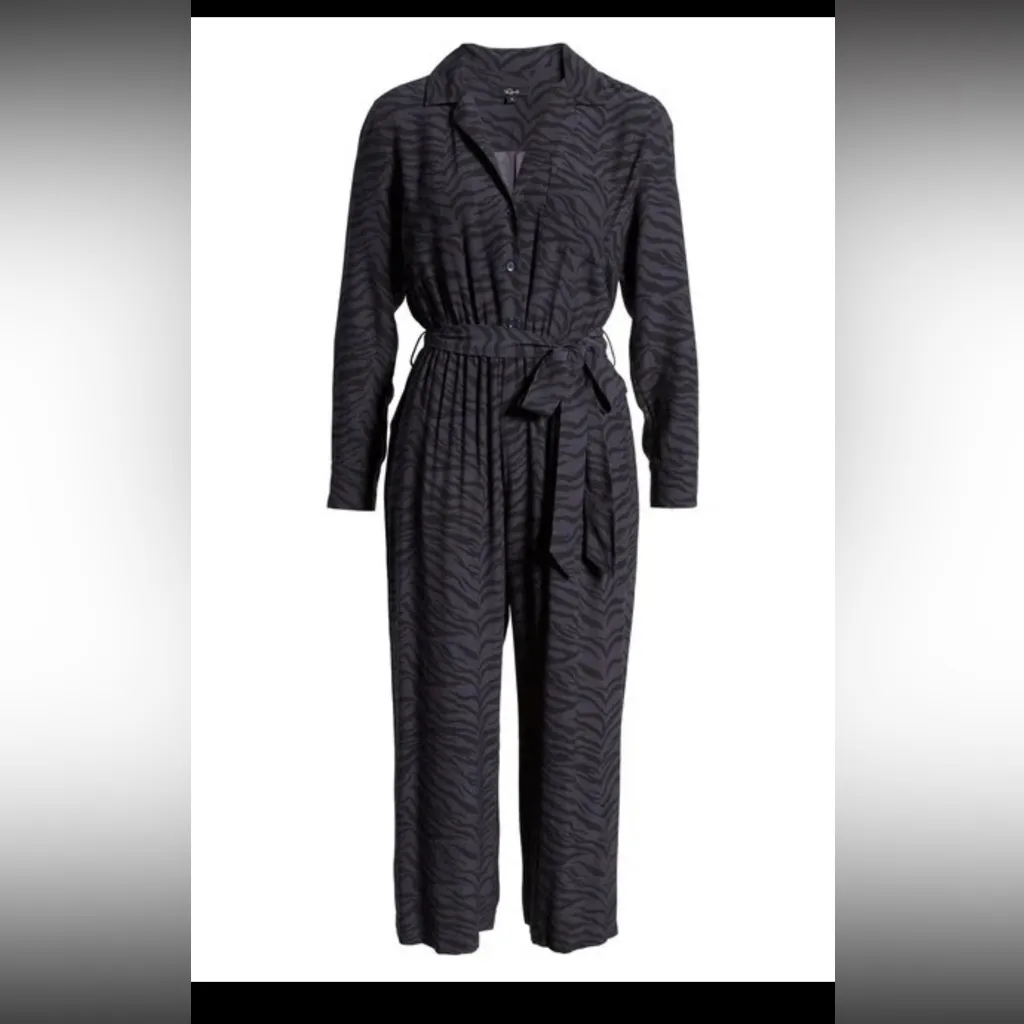 Rails Callan Charcoal Tiger Stripe Print Cropped Wide Leg Jumpsuit - Image 9