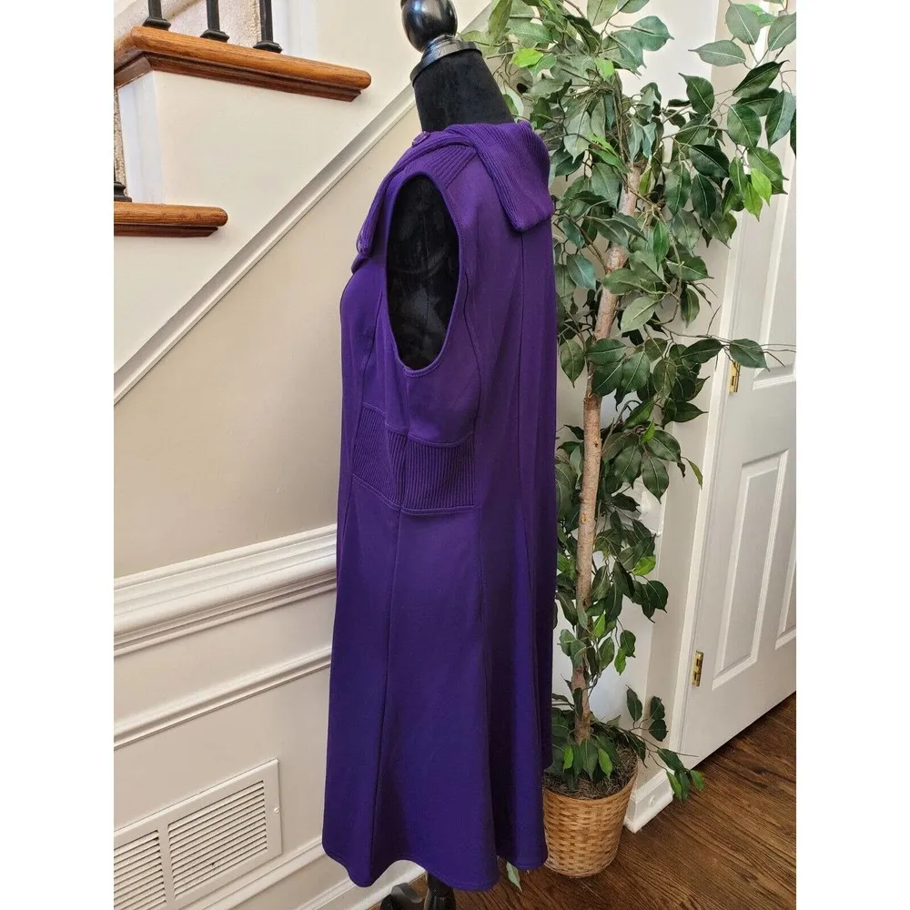 Spense Women's Purple Solid Polyester Cowl Neck Sleeveless Knee Length Dress 14 - Image 6