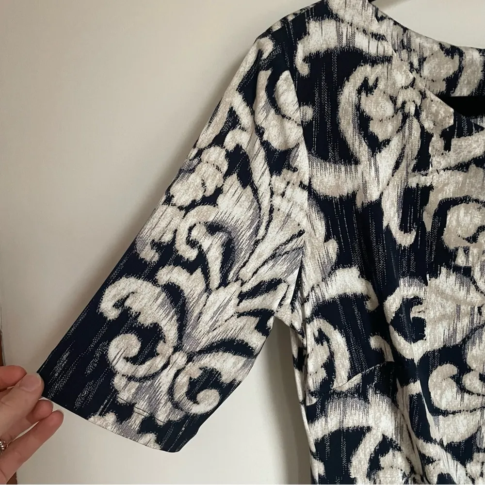 Connected Apparel Black and White Sheath Dress 3/4 Sleeve Crew Neck - Image 3