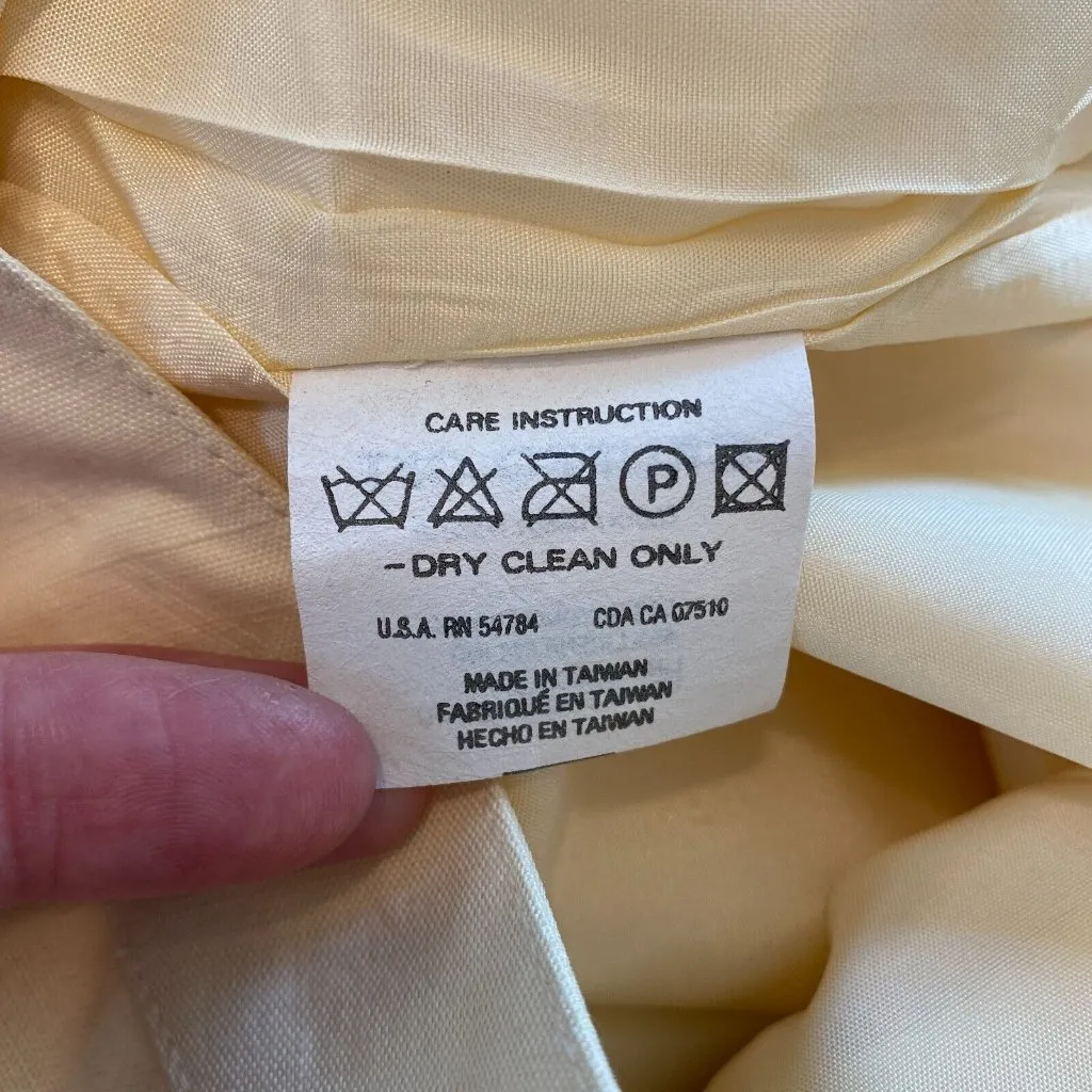 Emanuel Ungaro‎ Pencil Skirt 12 Linen Blend Cream Above Knee Tabbed Waist Office - Image 9