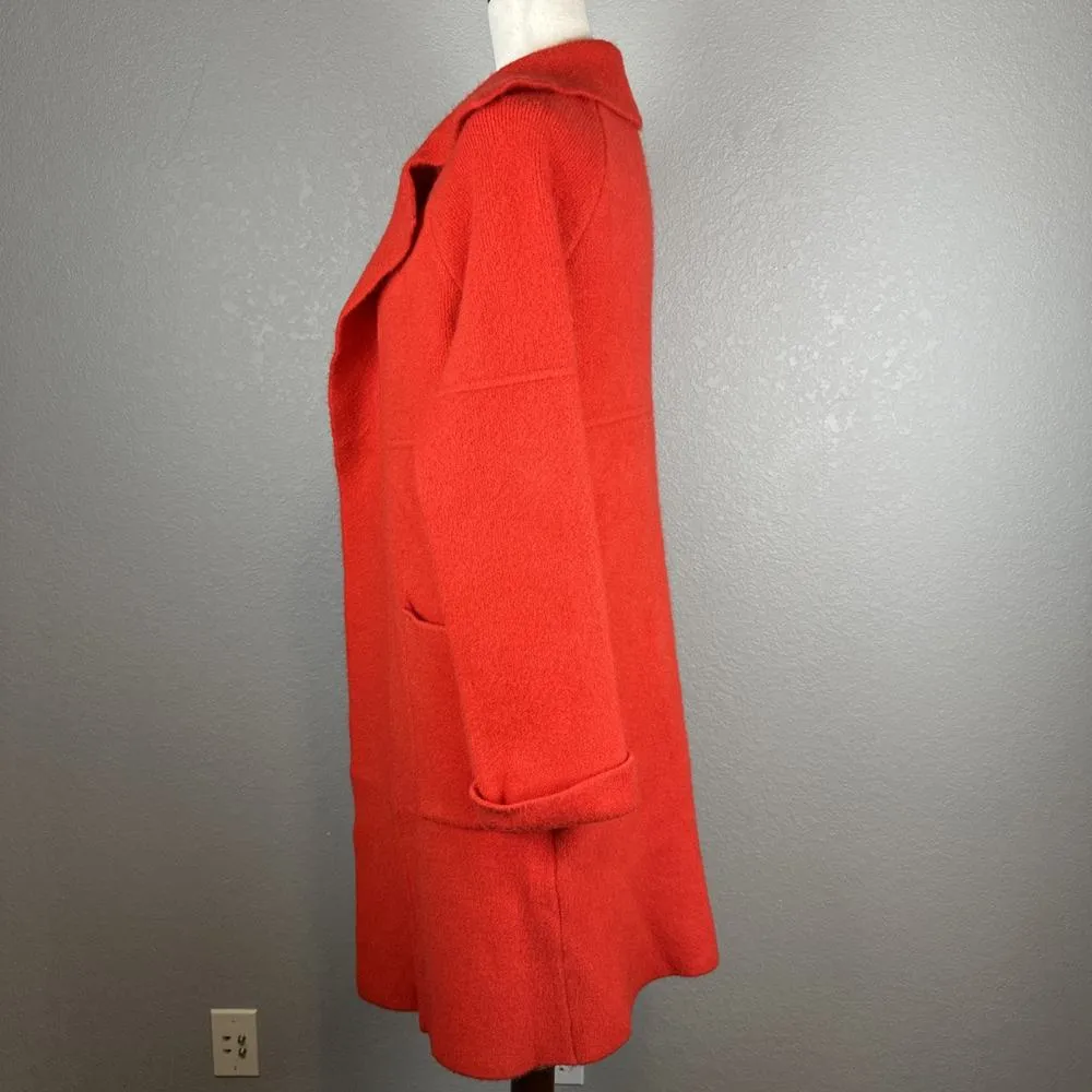 Elliatt Anthropologie Womens Phoenix Open Sweater Trench Coat Size S Red Pockets - Image 6