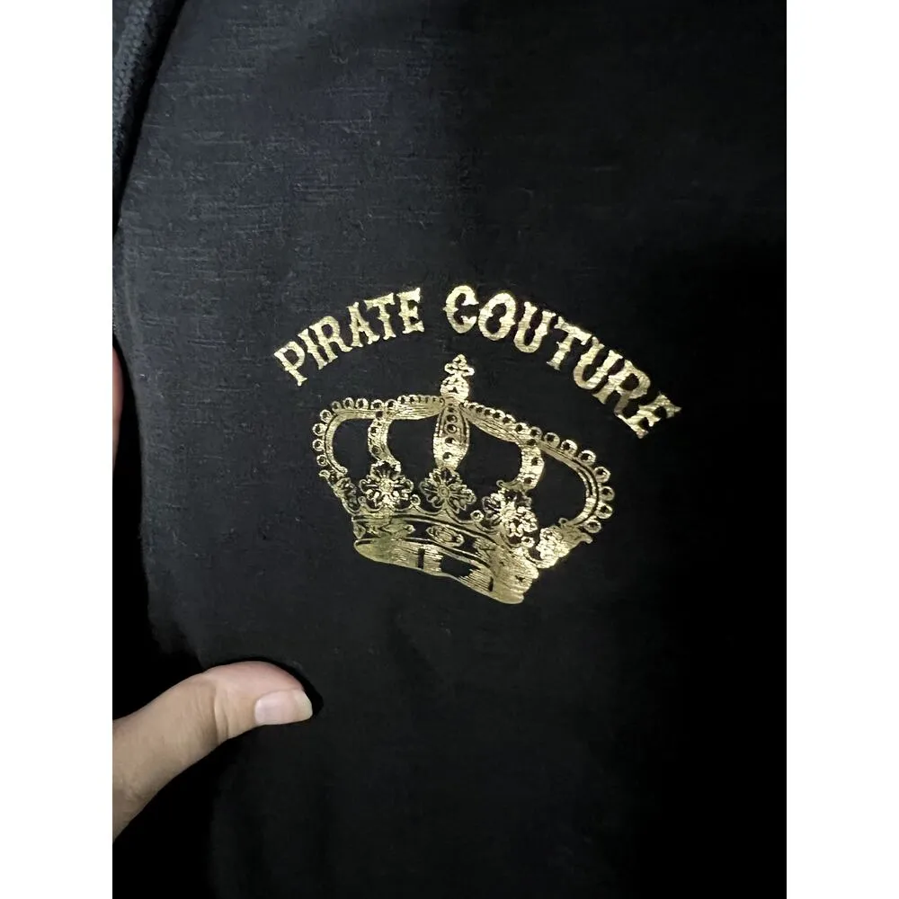 Disney Pirates Store Thin Zip Up Hoodie with Crystal Detailing Black with Gold - Image 3